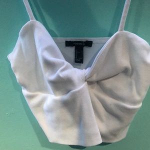 white cropped top